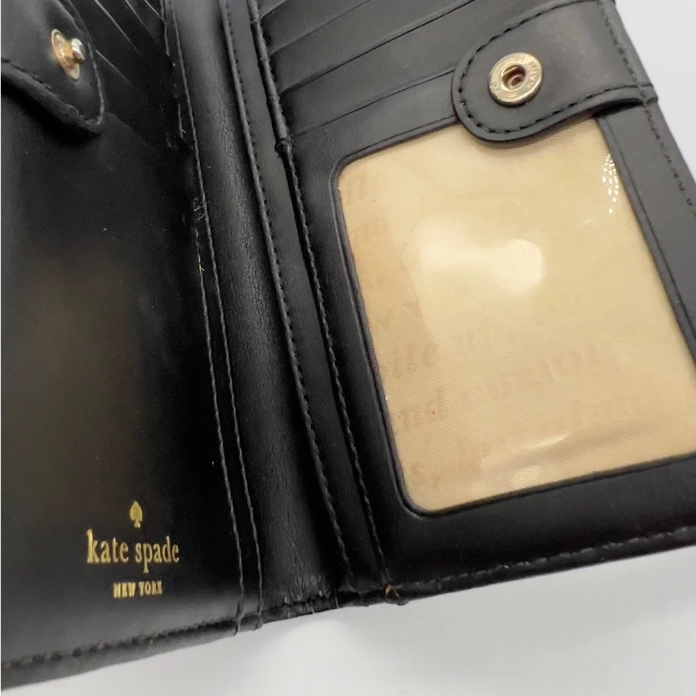 Kate Spade New York Checked Pattern Zip Wallet - Black & Cream